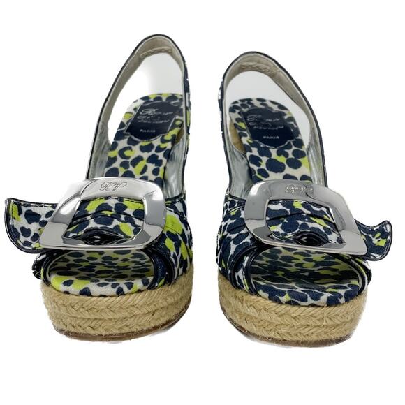 Roger Vivier Cordella Espadrille Wedge Slingback Sandals size 38 / US7-7.5 - Picture 2 of 16